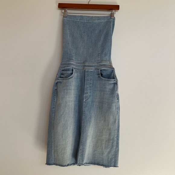 Mother Denim the Tie Back Knee Dress Fray in Tinge Size 26 - Picture 2 of 15